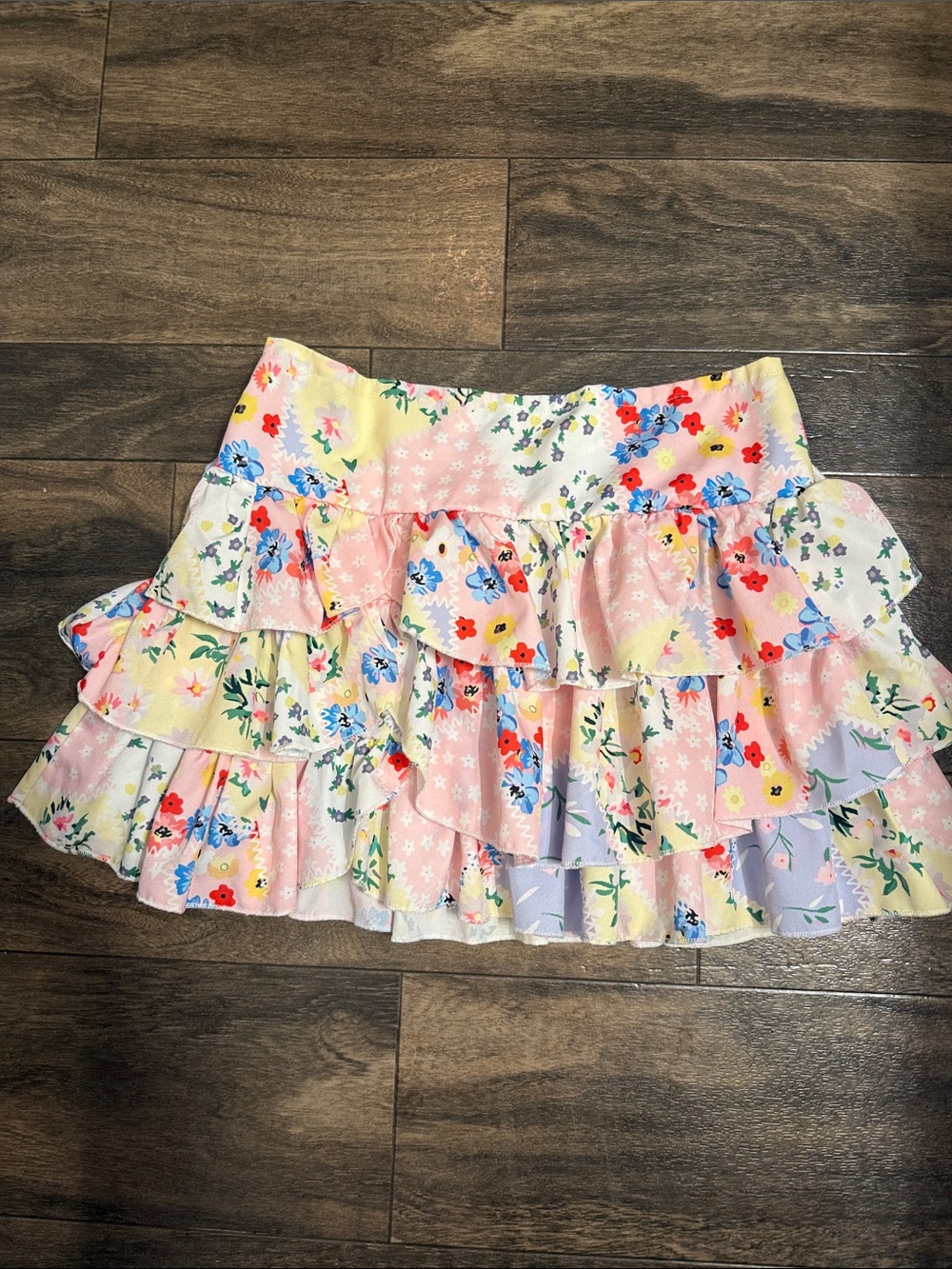 SHEIN Pastel Floral Ruffle Circle Skirt - Pink Multi